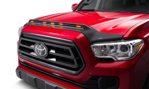 Picture of AVS 2016 - 2019 Toyota Tacoma Aeroskin Low Profile Hood Shield w Lights - Black