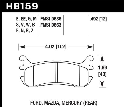 Picture of Hawk 94 - 05 Miata 01 - 05 Normal Suspension HP Street Rear Brake Pads (D636)