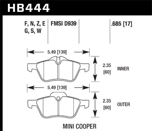Picture of Hawk 02 - 06 Mini Cooper Cooper S HPS Street Front Brake Pads
