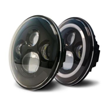 Picture of DV8 Offroad 07 - 18 Jeep Wrangler JK LED Projector Headlights w Angel Eyes