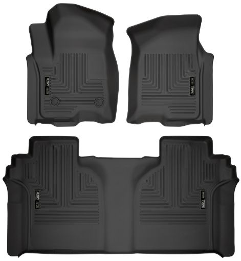 Picture of Husky Liners 19 - 23 Chevrolet Silverado 1500 Crew Cab WeatherBeater Blk Front 2nd Seat Floor Liners