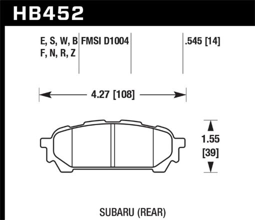 Picture of Hawk 03 - 05 WRX D1004 HPS Street Rear Brake Pads