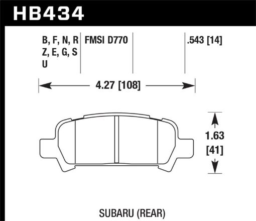 Picture of Hawk 02 - 03 WRX 05 - 08 LGT D770 HPS Street Rear Brake Pads