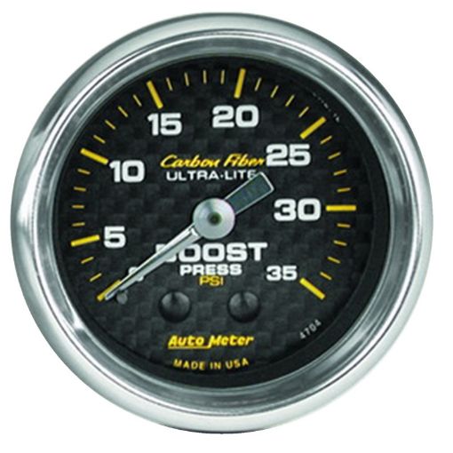 Picture of Autometer Carbon Fiber 52mm 35 PSI Mechanical Boost Gauge