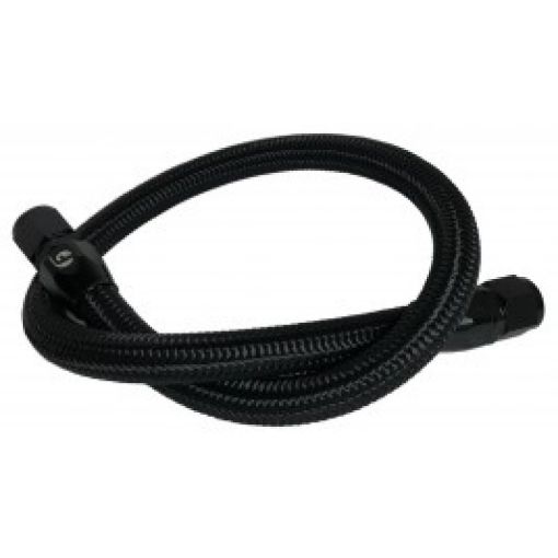 Picture of Fleece Performance 94 - 98 Dodge Cummins 39.5in 12 Valve Coolant Bypass Hose (BLK - Braided)