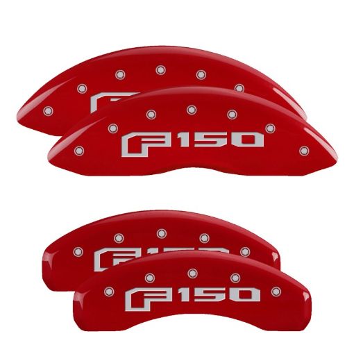 Picture of MGP 4 Caliper Covers Engraved Front Rear Red Finish Silver F - 150 (2015)