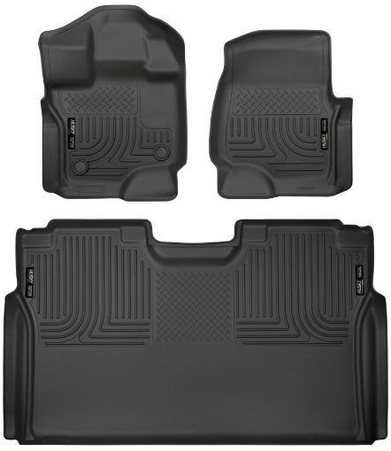 Picture of Husky Liners 15 - 23 Ford F - 150 SuperCrew Weatherbeater Black Front 2nd Seat Floor Liners