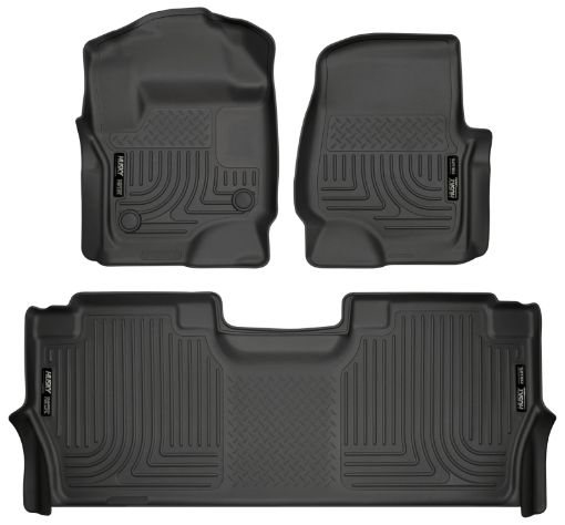 Picture of Husky Liners 17 - 19 F - 250F - 350F - 450 Crew Cab Weatherbeater Black Front 2nd Seat Floor Liners
