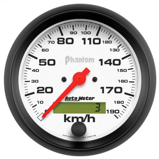 Picture of Autometer Phantom 3 - 38in 190 KMH Speedometer Electric Program w LCD Odometer