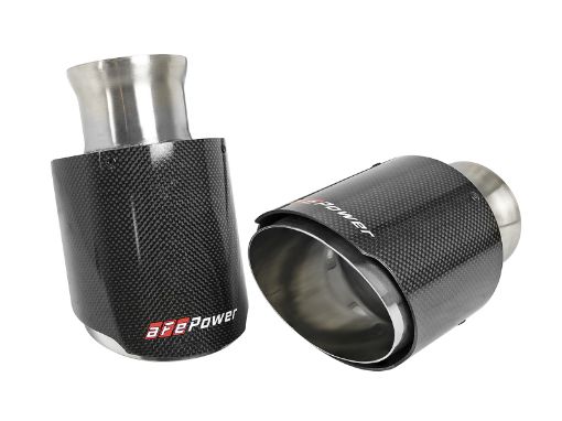 Picture of aFe MACH Force - XP 4 - 12in Carbon Fiber OE Replacement Exhaust Tips - 15 - 19 Dodge ChargerHellcat