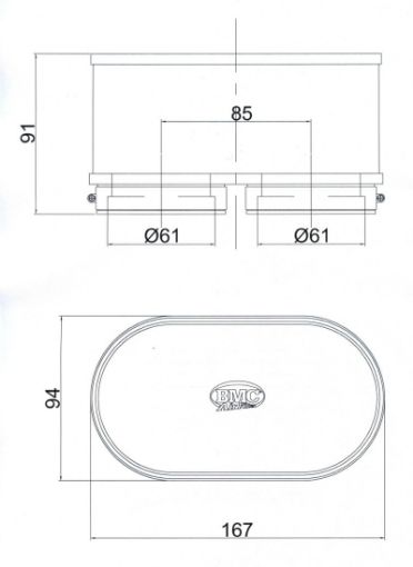 Picture of BMC Twin Air Carburetor Filter - 61mm x 2 ID 74mm H
