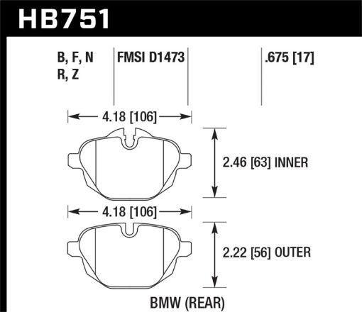 Picture of Hawk 2015 BMW 428i Gran Coupe 11 - 16 535i 11 - 16 X3X4 HP Plus Rear Brake Pads