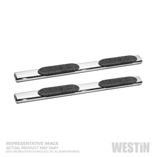 Picture of Westin 2019 Chevrolet Silverado Double Cab PRO TRAXX 6 Oval Nerf Step Bars - Stainless Steel