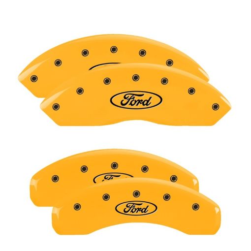 Picture of MGP 4 Caliper Covers Engraved Front Rear Oval LogoFord Yellow Finish Black Char 2008 Ford F - 150