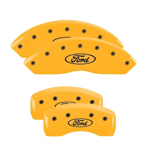 Picture of MGP 4 Caliper Covers Engraved F R Oval LogoFord Yellow Finish Black Char 2002 Ford Explorer Sport