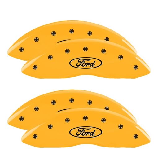 Picture of MGP 4 Caliper Covers Engraved F R Ford Logo Yellow Finish Black Char 2006 Ford F - 350 Super Duty