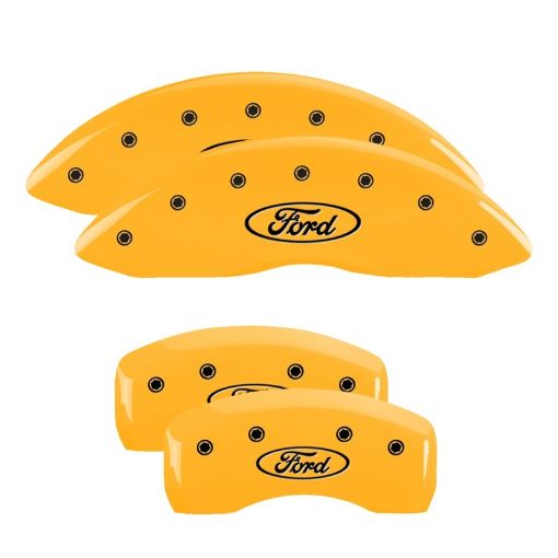 Picture of MGP 4 Caliper Covers Engraved Front Rear Oval LogoFord Yellow Finish Black Char 2004 Ford Falcon