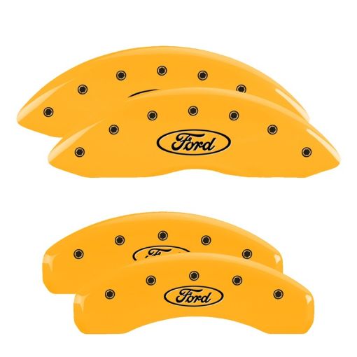 Picture of MGP 4 Caliper Covers Engraved F R Oval LogoFord Yellow Finish Black Char 2003 Ford Crown Victoria