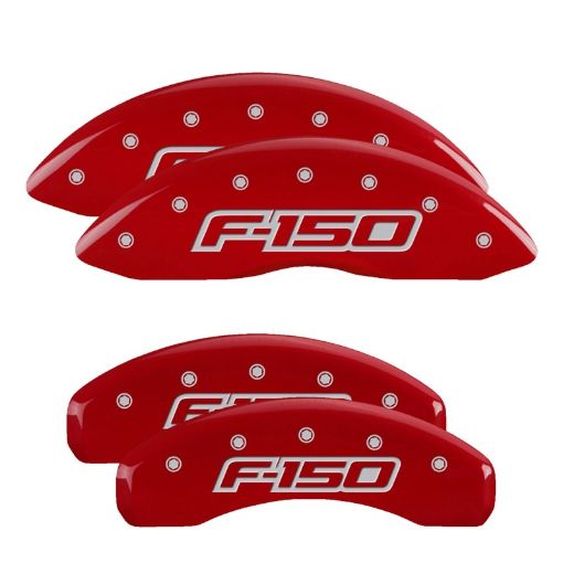 Picture of MGP 4 Caliper Covers Engraved Front Rear Oval LogoFord Red Finish Silver Char 2014 Ford F - 150