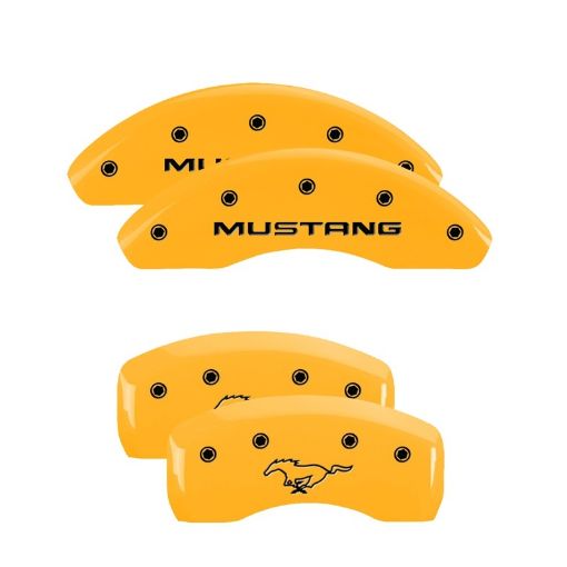 Picture of MGP 4 Caliper Covers Engraved Front Mustang Rear Pony Yellow Finish Black Char 1997 Ford Mustang