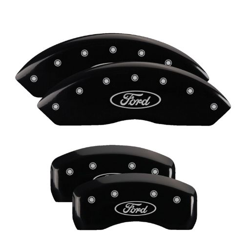 Picture of MGP 4 Caliper Covers Engraved Front Rear Oval LogoFord Black Finish Silver Char 2017 Ford Fusion