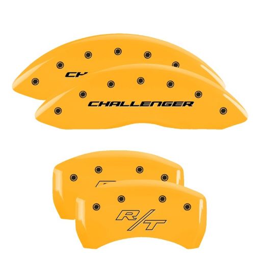 Picture of MGP 4 Caliper Covers Engraved Fr Challenger Rr Vintage RT Yellow Finish Black Char 06 Dodge Charger