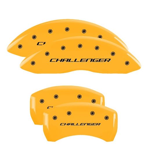 Picture of MGP 4 Caliper Covers Engraved F R BlockChallenger Yellow Finish Black Char 2006 Dodge Charger