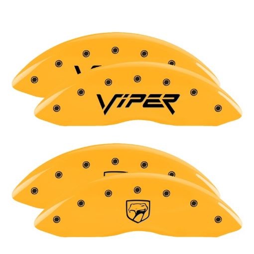 Picture of MGP 4 Caliper Covers Engraved Front Viper Rear Snake Yellow Finish Black Char 2002 Dodge Viper