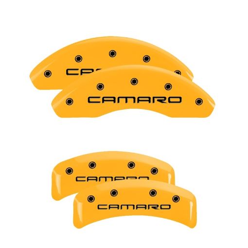 Picture of MGP 4 Caliper Covers Engraved F R Gen 4Camaro Yellow Finish Black Char 1997 Chevrolet Camaro