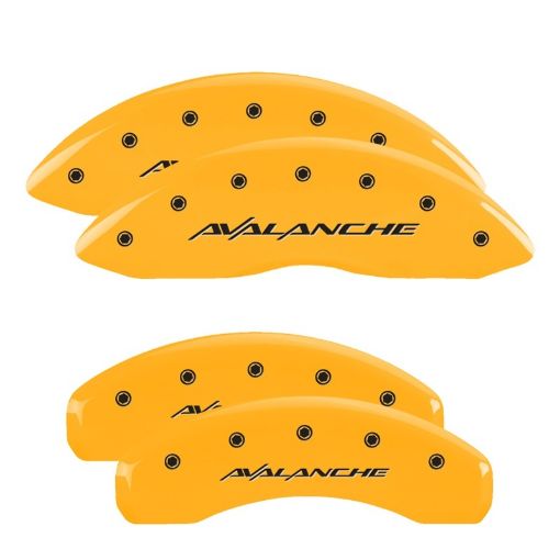 Picture of MGP 4 Caliper Covers Engraved F R Avalanche Yellow Finish Black Char 2000 Chevrolet Silverado 2500