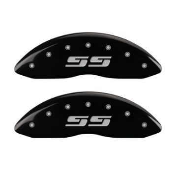 Picture of MGP 2 Caliper Covers Eng Front Silverado SS Blk Finish Sil Char 2008 Chevy Silverado 1500