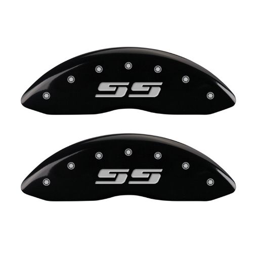 Picture of MGP 2 Caliper Covers Eng Front Silverado SS Blk Finish Sil Char 2008 Chevy Silverado 1500