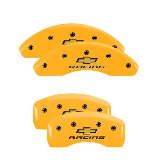 Picture of MGP 4 Caliper Covers Engraved F R Chevy Racing Yellow Finish Black Char 2017 Chevrolet Cruze