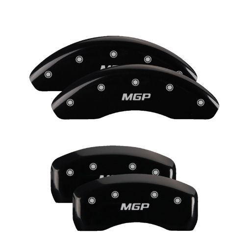 Picture of MGP 4 Caliper Covers Engraved Front Rear MGP Black Finish Silver Char 2018 Toyota Camry
