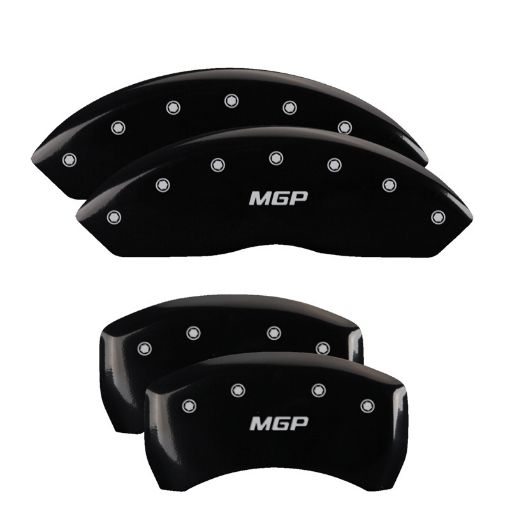 Picture of MGP 4 Caliper Covers Engraved Front Rear MGP Black Finish Silver Char 2014 Toyota Tundra