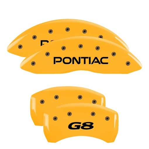 Picture of MGP 4 Caliper Covers Engraved Front Pontiac Rear G8 Yellow Finish Black Char 2008 Pontiac G8