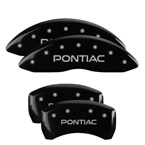 Picture of MGP 4 Caliper Covers Engraved Front Rear Pontiac Black Finish Silver Char 2008 Pontiac G8
