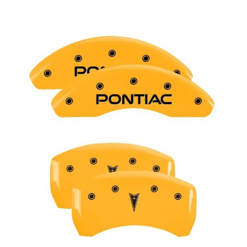 Picture of MGP 4 Caliper Covers Engraved Front Pontiac Rear Arrow Yellow Finish Black Char 2006 Pontiac G6
