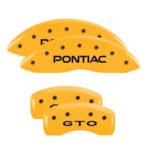 Picture of MGP 4 Caliper Covers Engraved Front Pontiac Rear Gto Yellow Finish Black Char 2004 Pontiac GTO