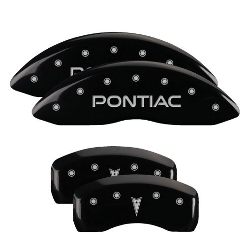 Picture of MGP 4 Caliper Covers Engraved Front Pontiac Rear Arrow Black Finish Silver Char 2006 Pontiac GTO
