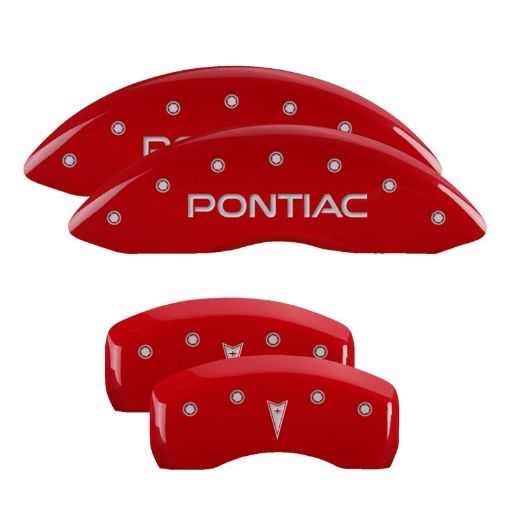 Picture of MGP 4 Caliper Covers Engraved Front Pontiac Rear Arrow Red Finish Silver Char 2006 Pontiac GTO