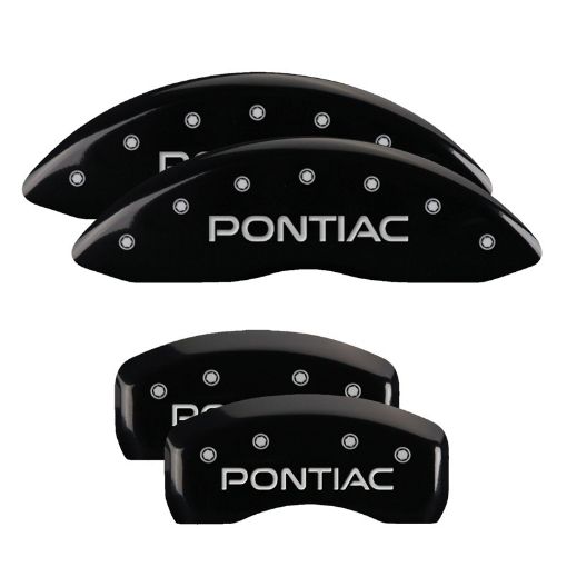 Picture of MGP 4 Caliper Covers Engraved Front Rear Pontiac Black Finish Silver Char 2004 Pontiac GTO