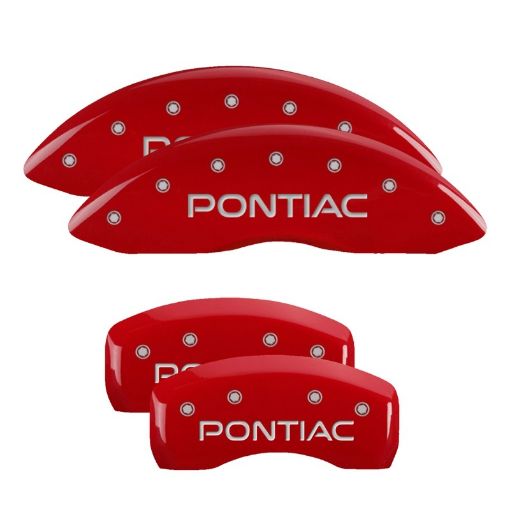 Picture of MGP 4 Caliper Covers Engraved Front Rear Pontiac Red Finish Silver Char 2006 Pontiac GTO