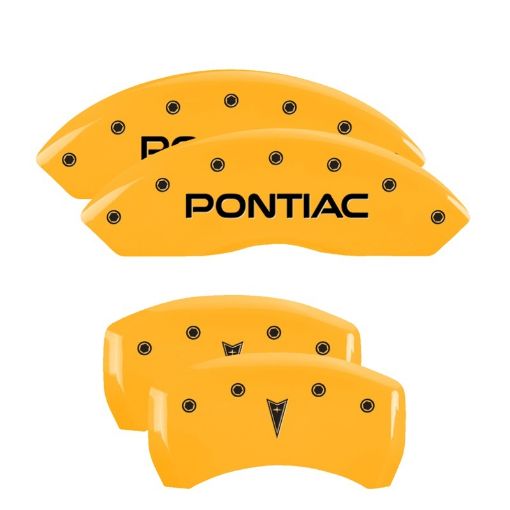 Picture of MGP 4 Caliper Covers Engraved Front Pontiac Rear Arrow Yellow Finish Blk Char 2009 Pontiac Solstice