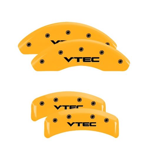 Picture of MGP 4 Caliper Covers Engraved Front Rear Vtech Yellow Finish Black Char 2003 Honda Element