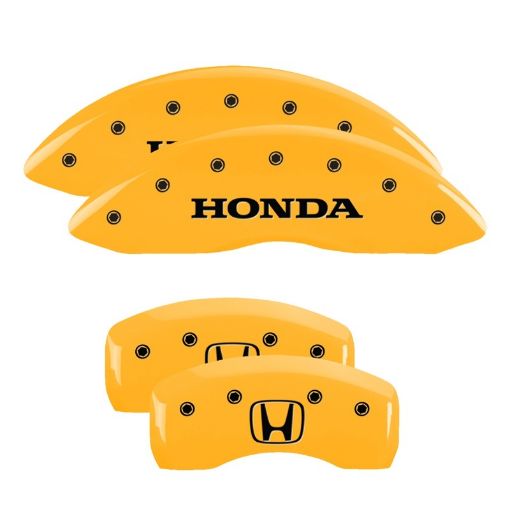 Picture of MGP 4 Caliper Covers Engraved Front Honda Rear H Logo Yellow Finish Black Char 2009 Honda Ridgeline