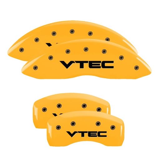 Picture of MGP 4 Caliper Covers Engraved Front Rear Vtech Yellow Finish Black Char 2009 Honda Ridgeline
