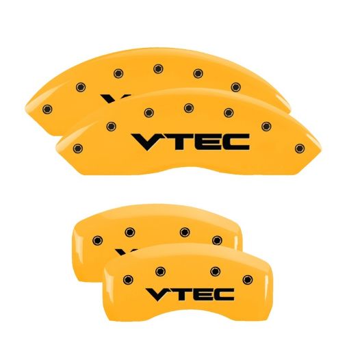 Picture of MGP 4 Caliper Covers Engraved Front Rear Vtech Yellow Finish Black Char 2007 Honda Accord
