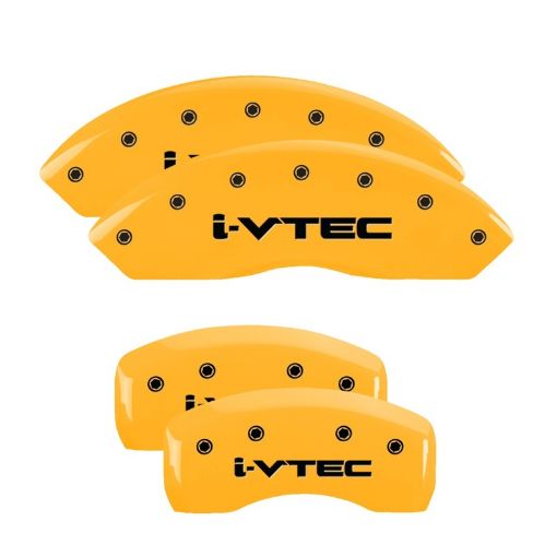 Picture of MGP 4 Caliper Covers Engraved F R I - Vtec Yellow Finish Black Char 2010 Honda Accord Crosstour