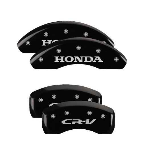 Picture of MGP 4 Caliper Covers Engraved Front Honda Rear CR - V Black Finish Silver Char 2018 Honda CR - V